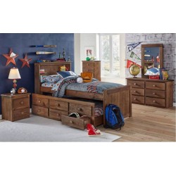 Twin Bookcase Captain's Bed w/ Trundle (696)
