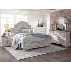 Magnolia Manor King Panel Bed, Dresser & Mirror, Chest, NS