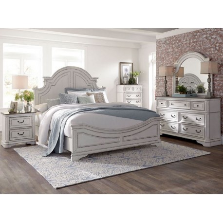 Magnolia Manor King Panel Bed, Dresser & Mirror, Chest, NS