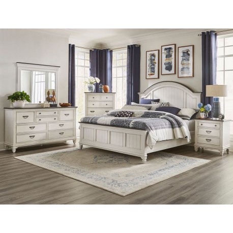 Allyson Park Bedroom w/Arched Bed (White/Charcoal)