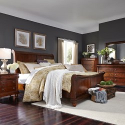 Rustic Traditions Queen Sleigh Bed, Dresser & Mirror, Chest, Night Stand